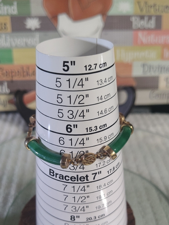 Jewelry - Vintage Bracelet Chinese Jade Gold Tone